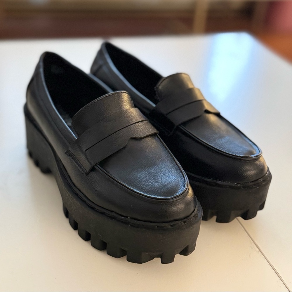 BAMBOO Black Chunky Platform Oxfords Loafers Y2K Dark Academia Grunge Witchy